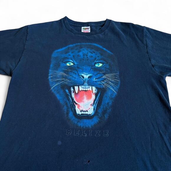 Vintage Fruit of the Loom Heavy Cotton Belize Jaguar Panther Shirt Medium Cotton - Picture 4 of 7